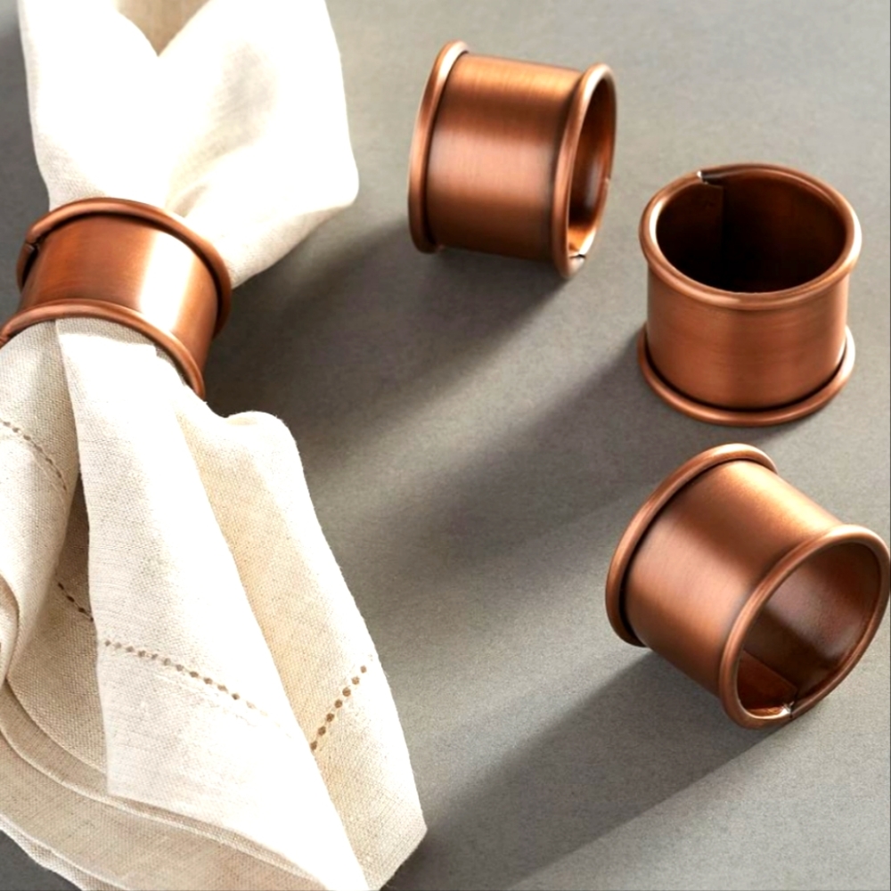 Pottery Barn rustic copper napkin rings. - Picture 2 of 4
